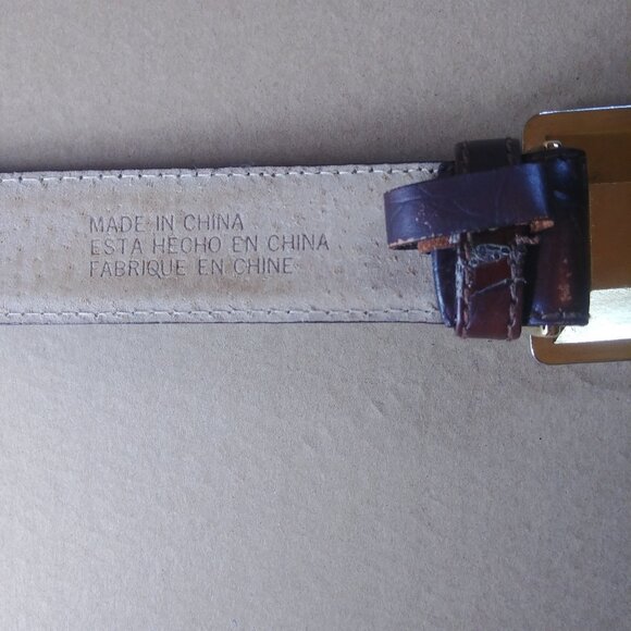 Vintage Anne Klein Oroton Brown Genuine Leather Snakeskin Gold Buckle Be… - Picture 11 of 13